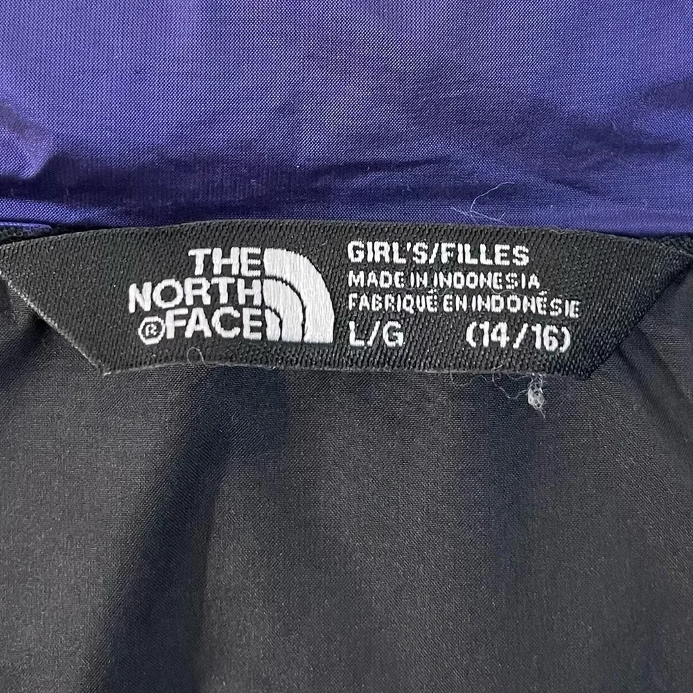 The North Face 550 Puffer Down Jacket Girl Large (14/16) Purple Pockets Outdoor